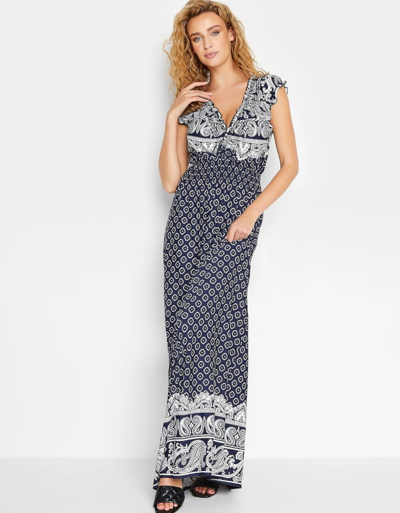 Navy Bardot Maxi Dress