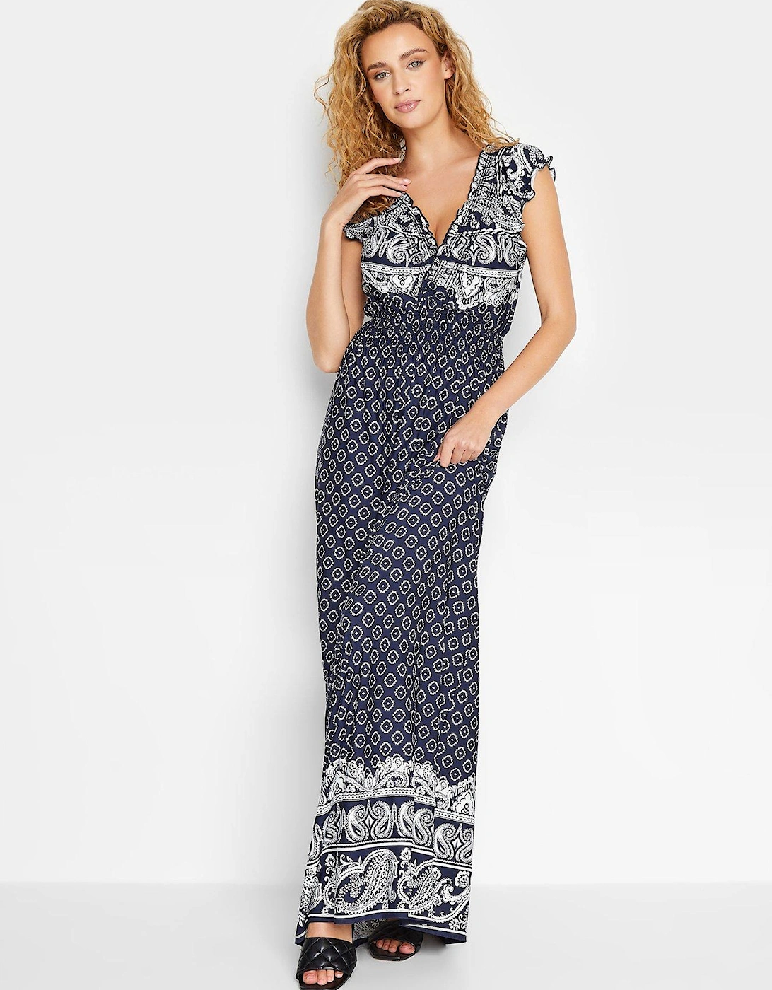 Navy Bardot Maxi Dress, 2 of 1