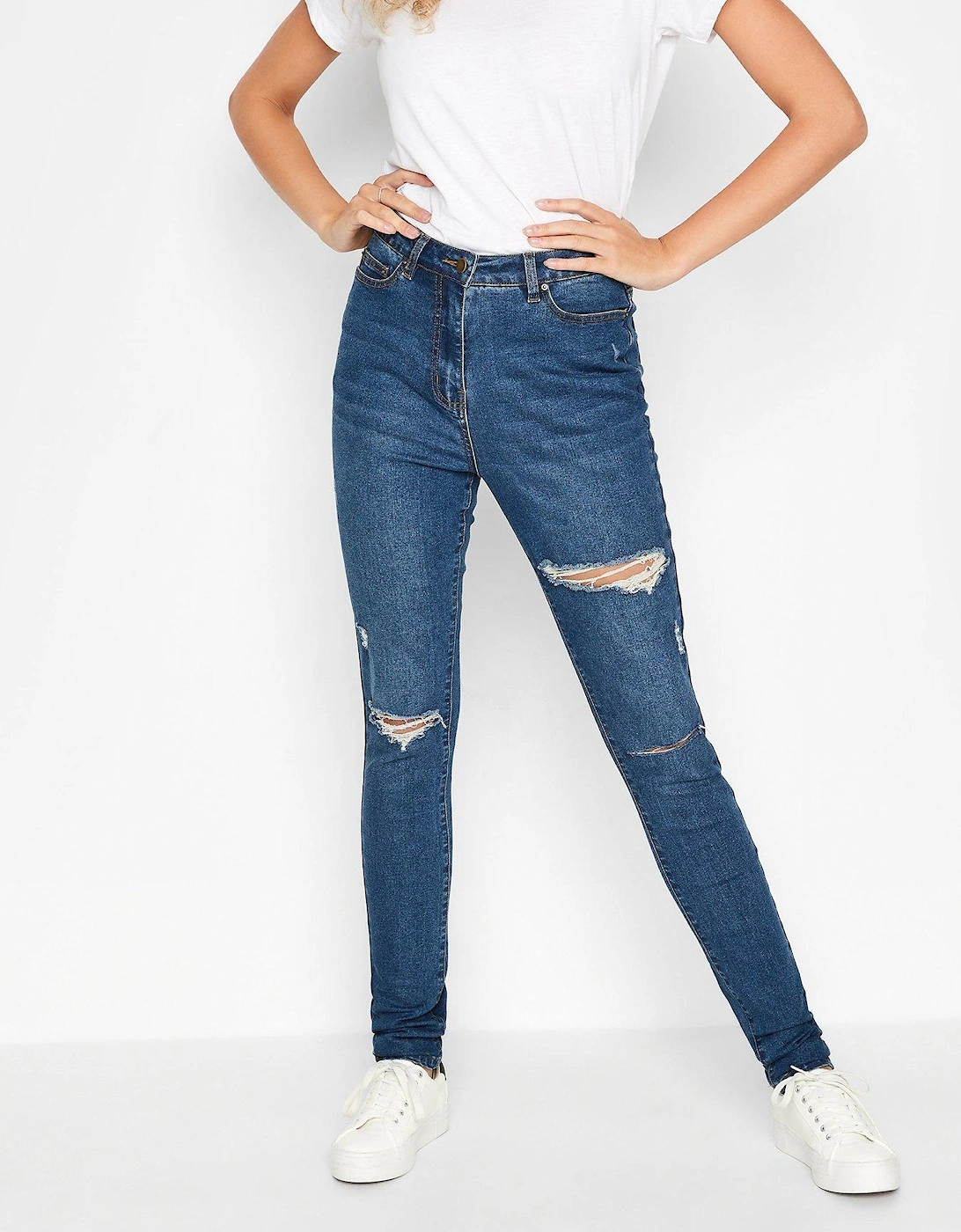 Ava Skinny Distressed Jean Mid Blue 34in, 2 of 1