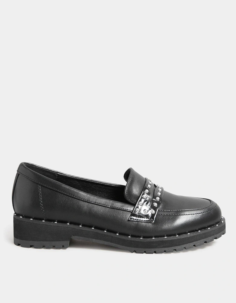 Studded Loafer - Plain Black