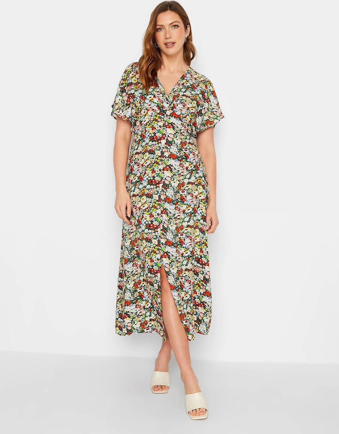 Floral Split Front Midaxi Dress - Yellow, 2 of 1