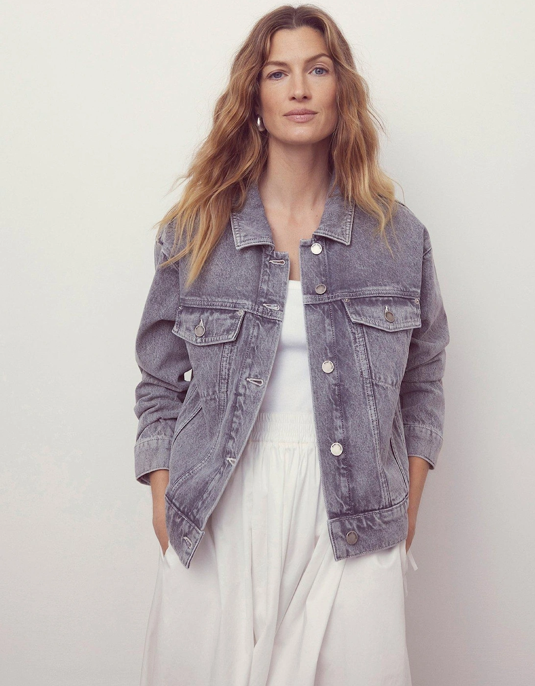Grey Relaxed Denim Jacket, 2 of 1