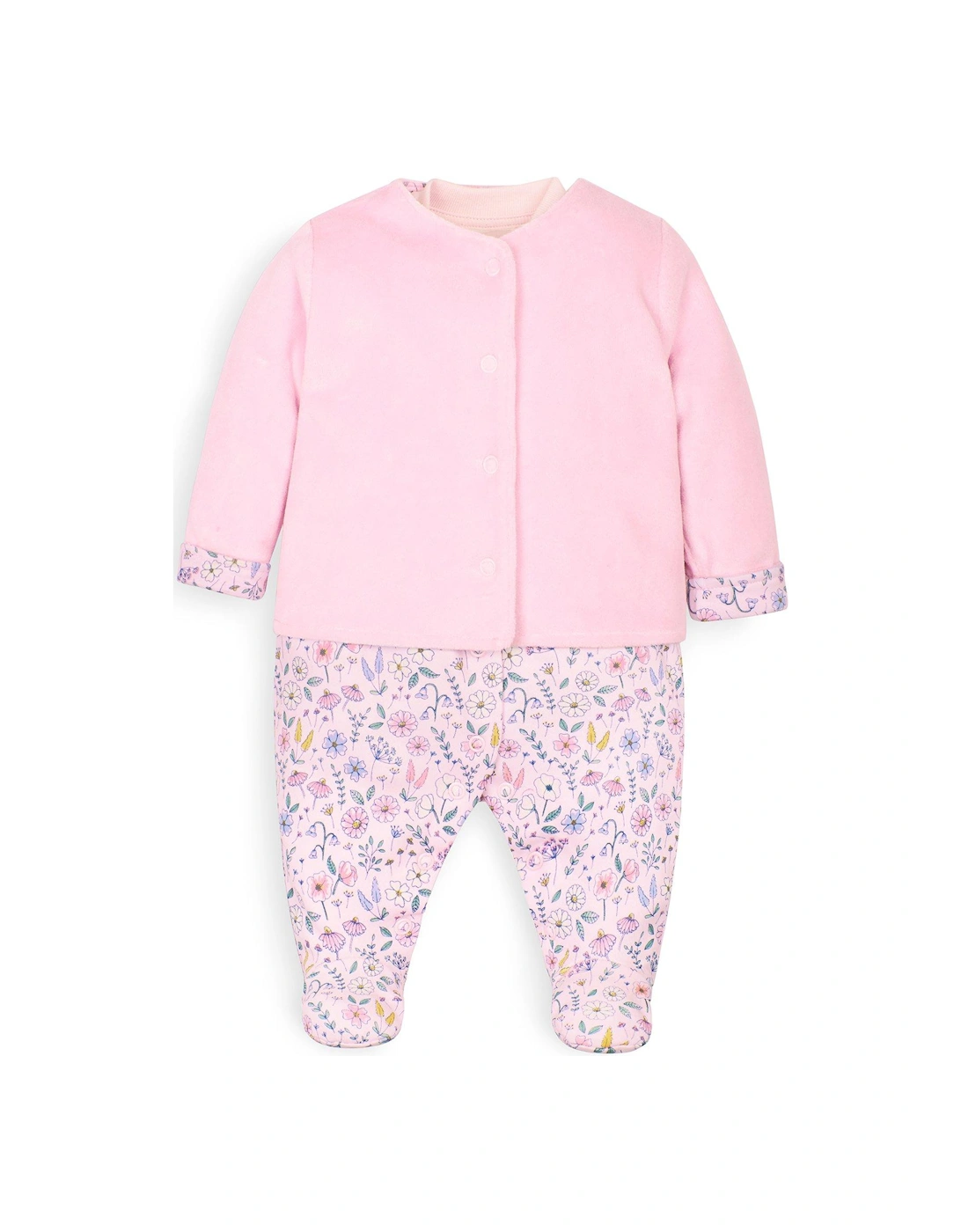 Girls 2-Piece Sleepsuit & Velour Jacket Set - Pink, 5 of 4