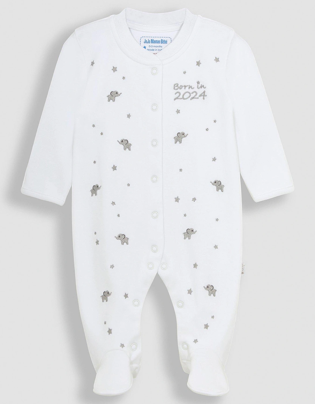 Unisex Born In 2024 Embroidered Sleepsuit - White, 2 of 1