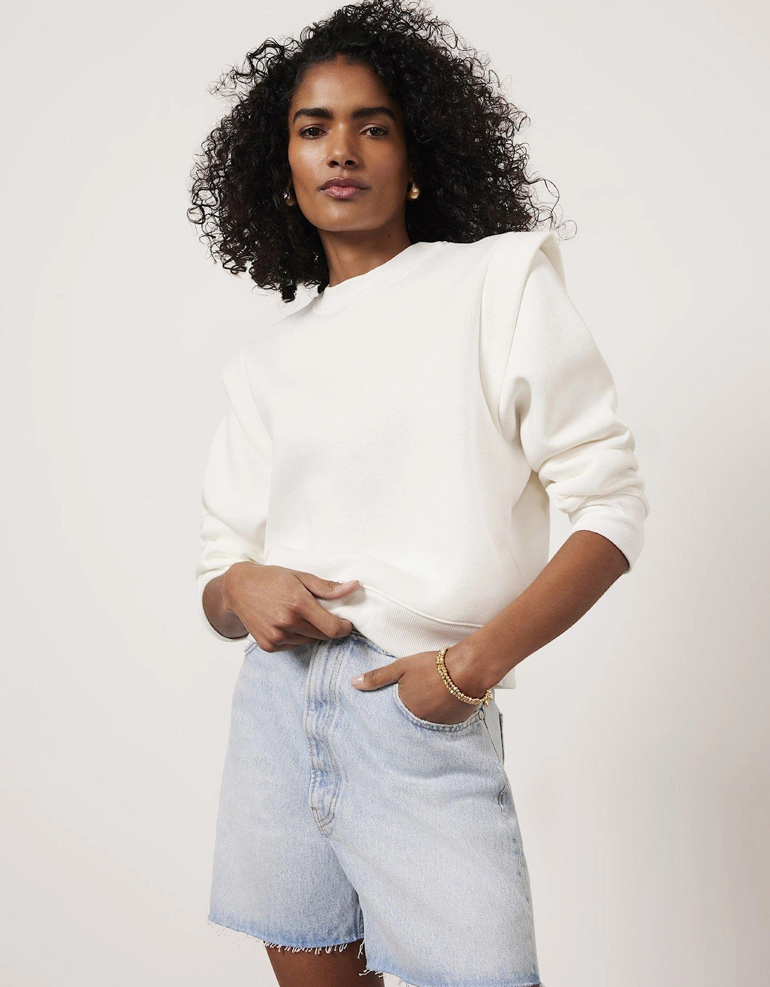 Ivory Extended Shoulder Cotton Sweat, 2 of 1