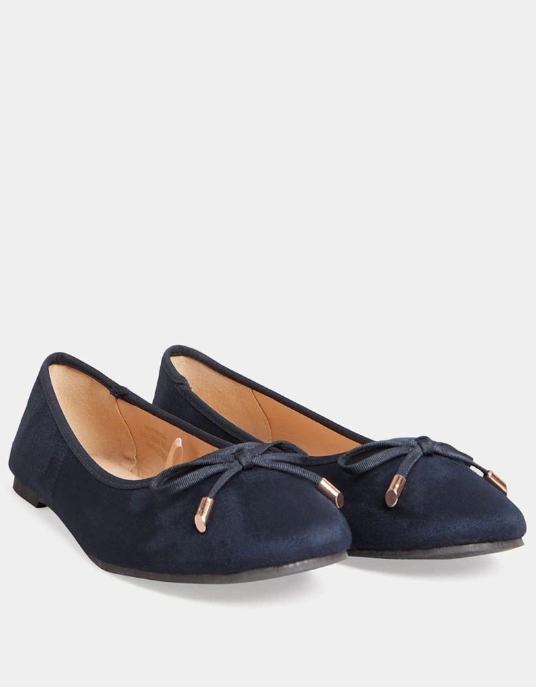 Suedette Ballerina Shoes - Navy
