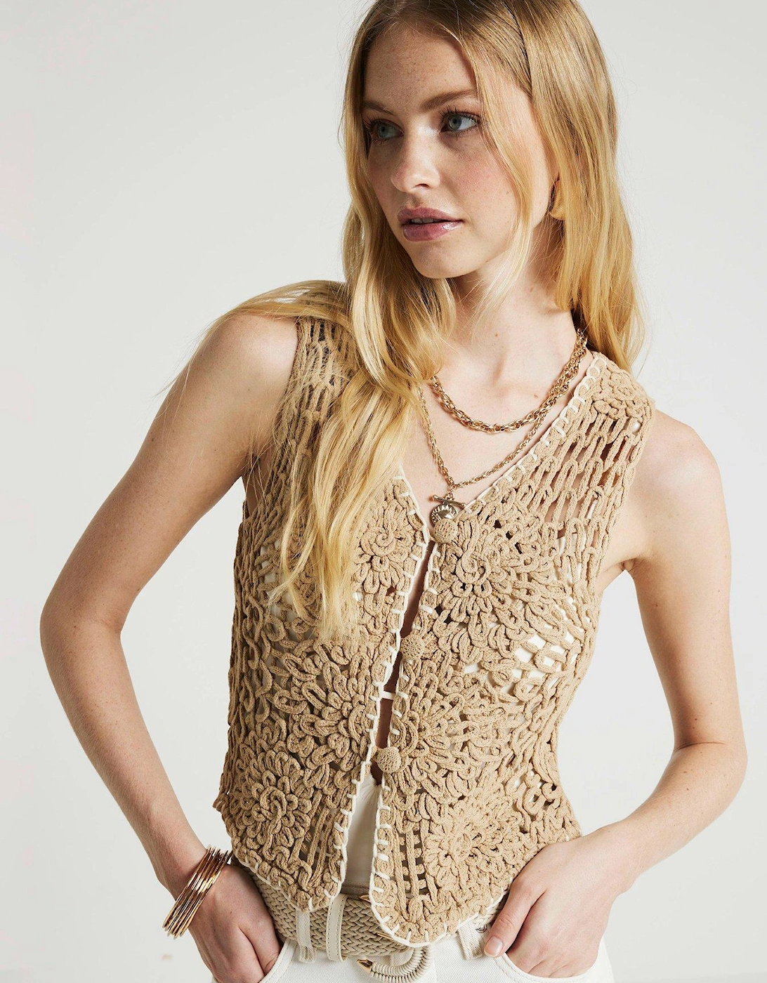 Crochet Whipstitch Gilet - Brown, 2 of 1