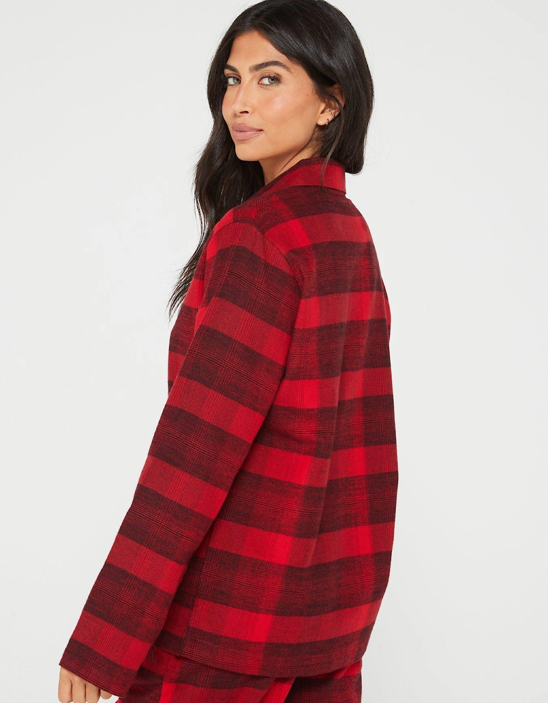 Flannel Long Sleeve Check Pyjama Shirt - Red