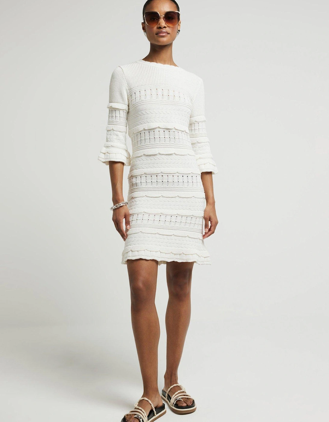 Crochet Frill Dress - White, 6 of 5
