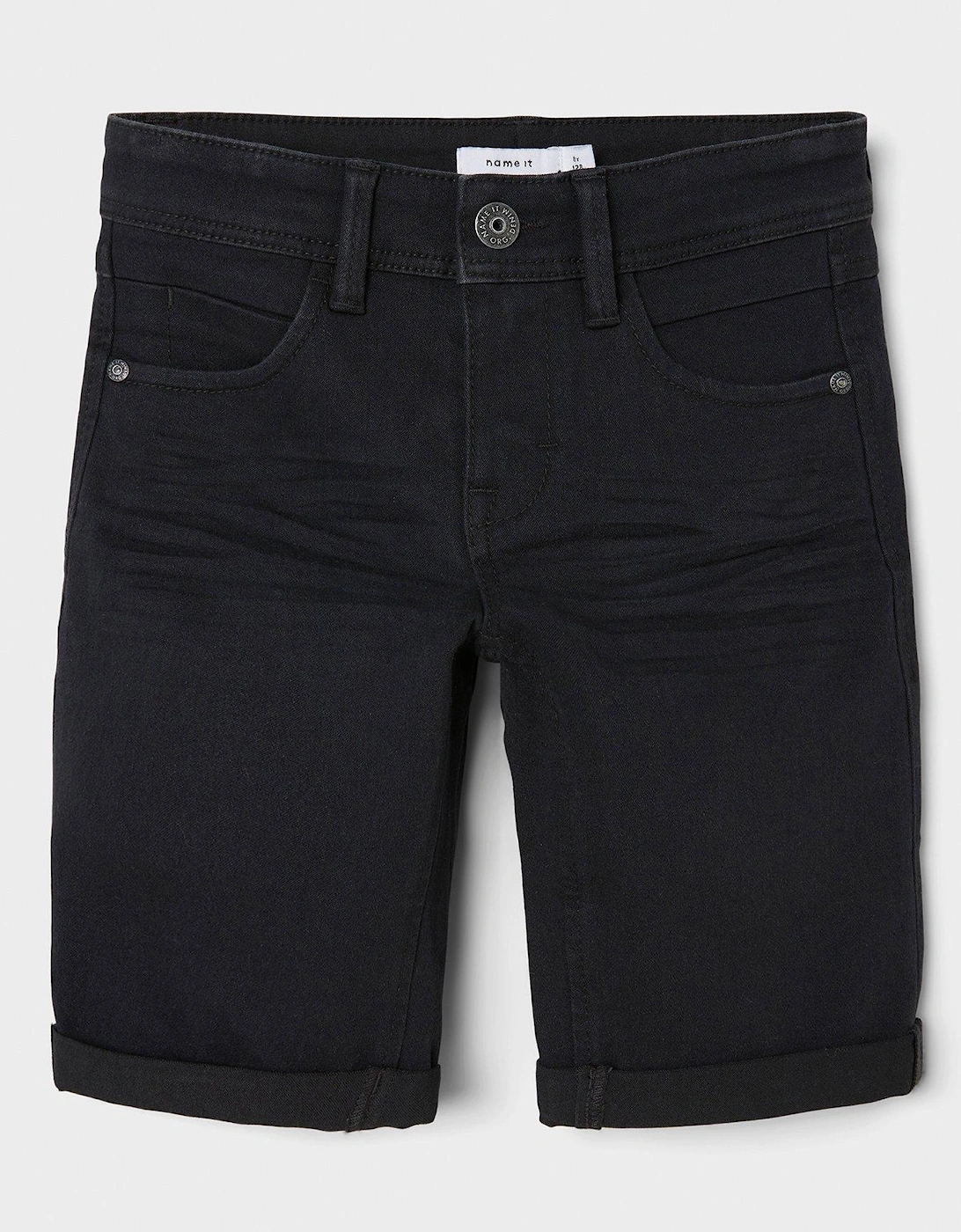 Boys Silas Slim Longline Denim Shorts - Black Denim, 2 of 1