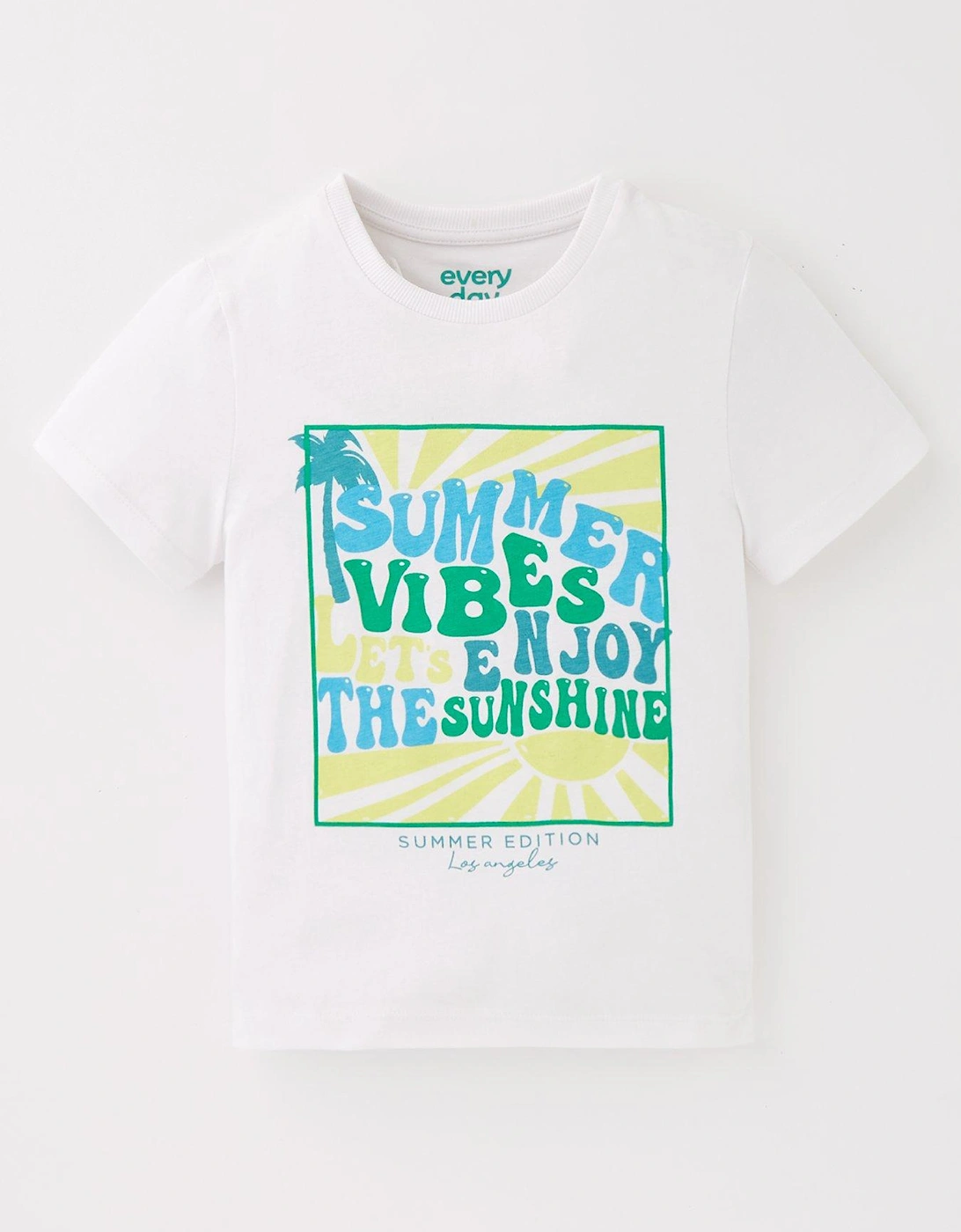 Boys Short Sleeve Summer Vibes T-Shirt - White, 2 of 1