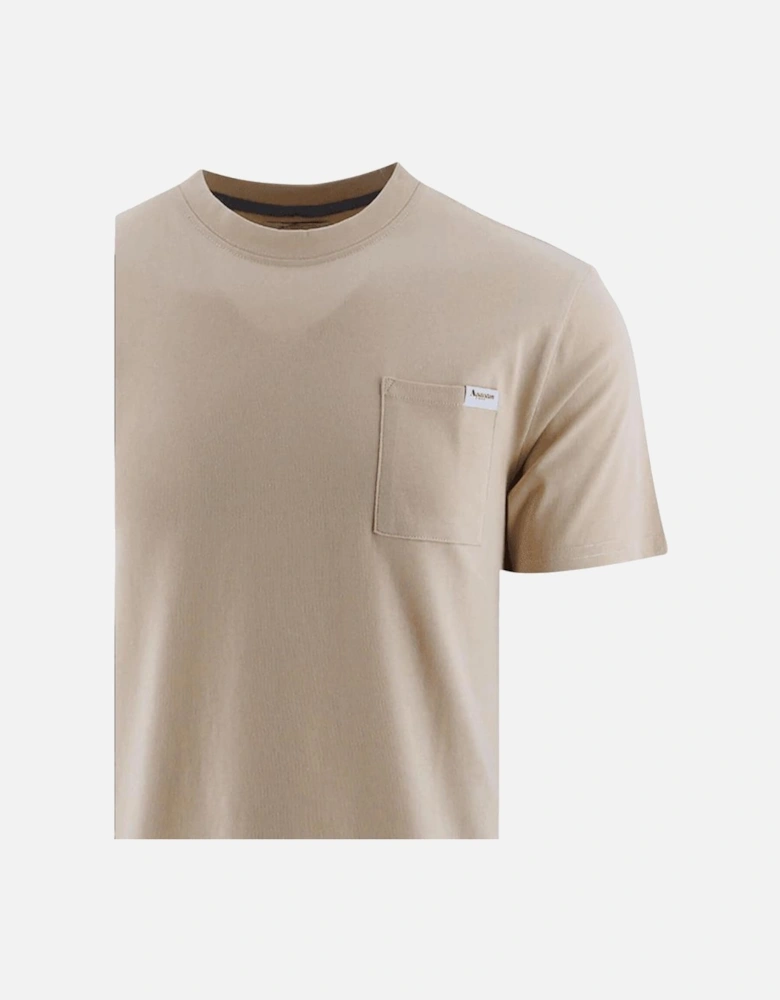 Cotton Emblem Logo Beige T-Shirt