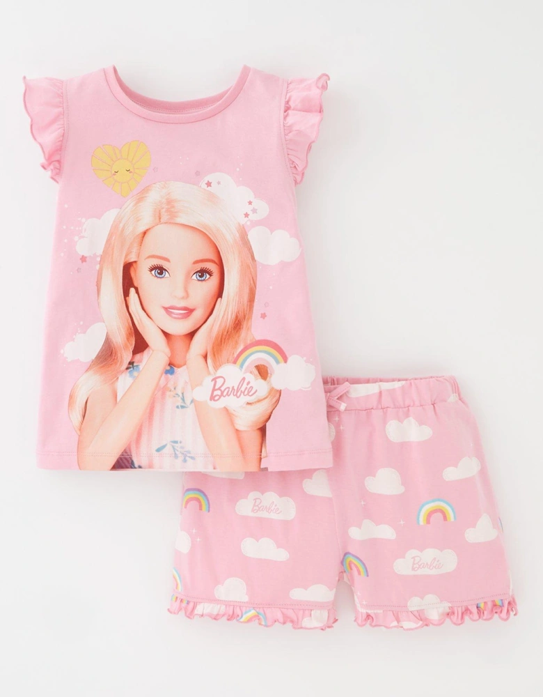 Rainbow Frill Sleeve Short Pyjamas - Pink