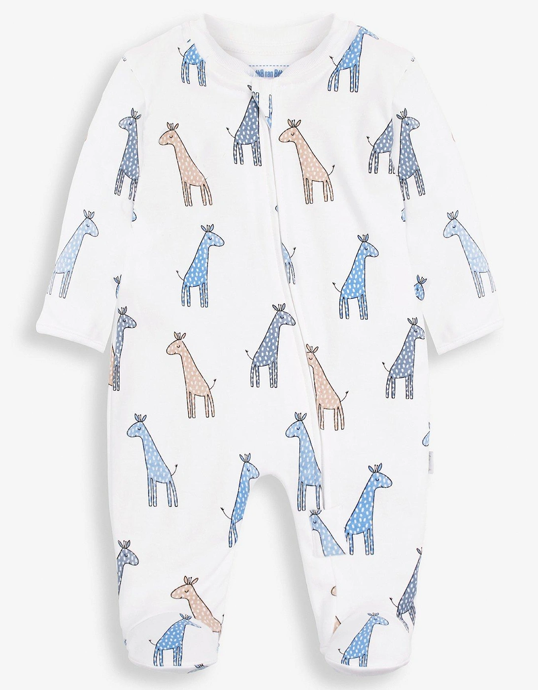 Boys Giraffe Print Zip Sleepsuit - Blue, 3 of 2