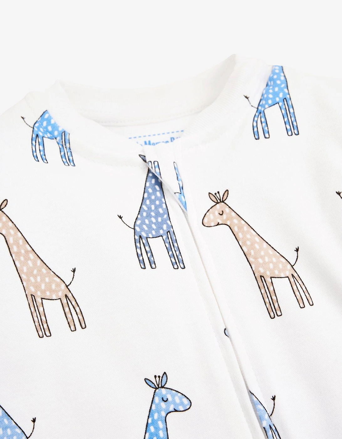 Boys Giraffe Print Zip Sleepsuit - Blue