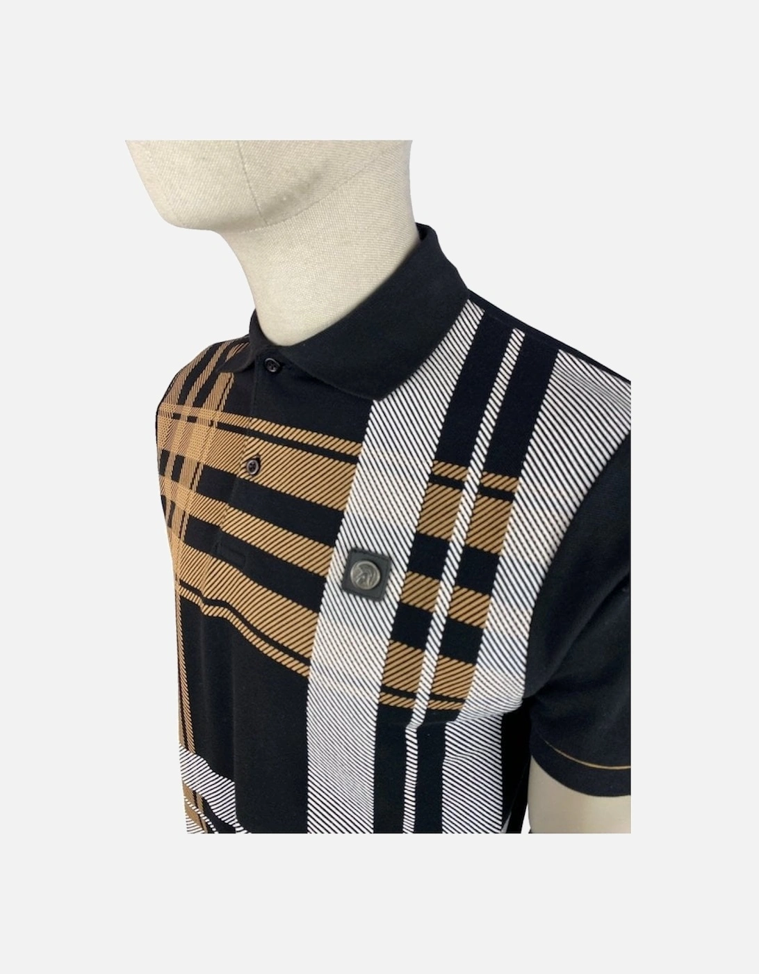 Oversize Check Panel Polo - Black