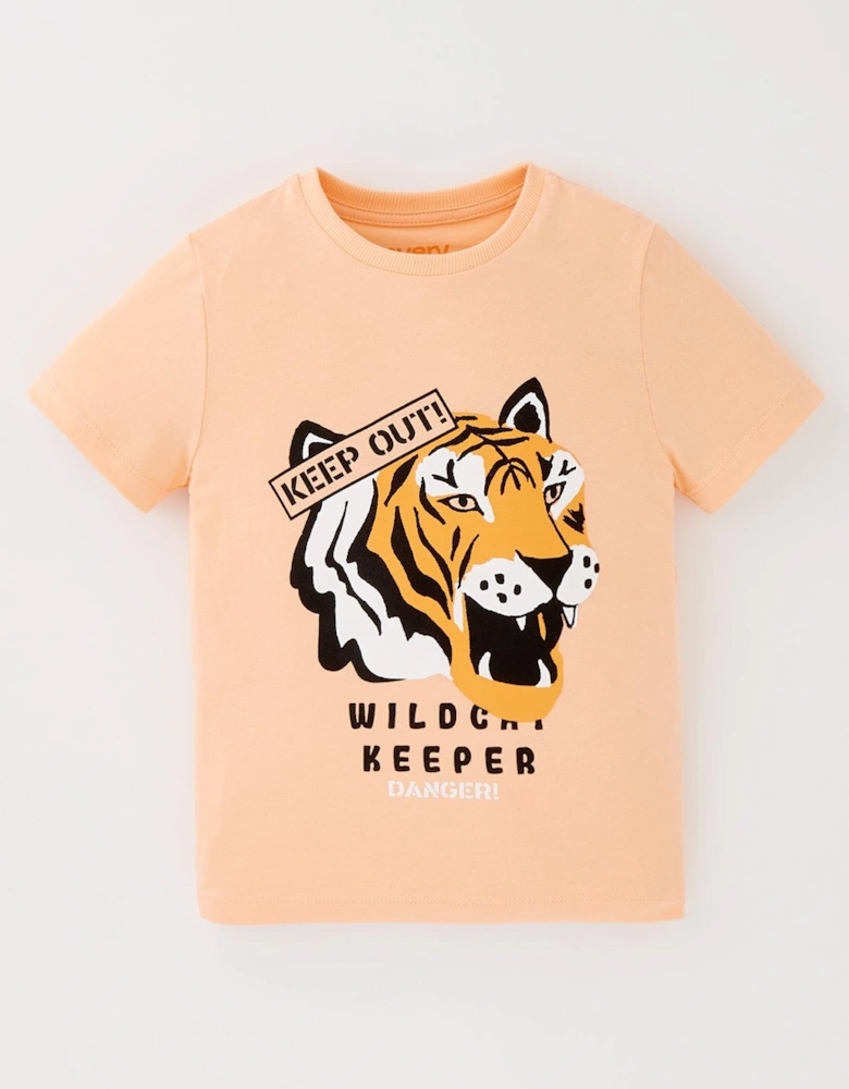 Boys Short Sleeve Tiger T-Shirt - Orange