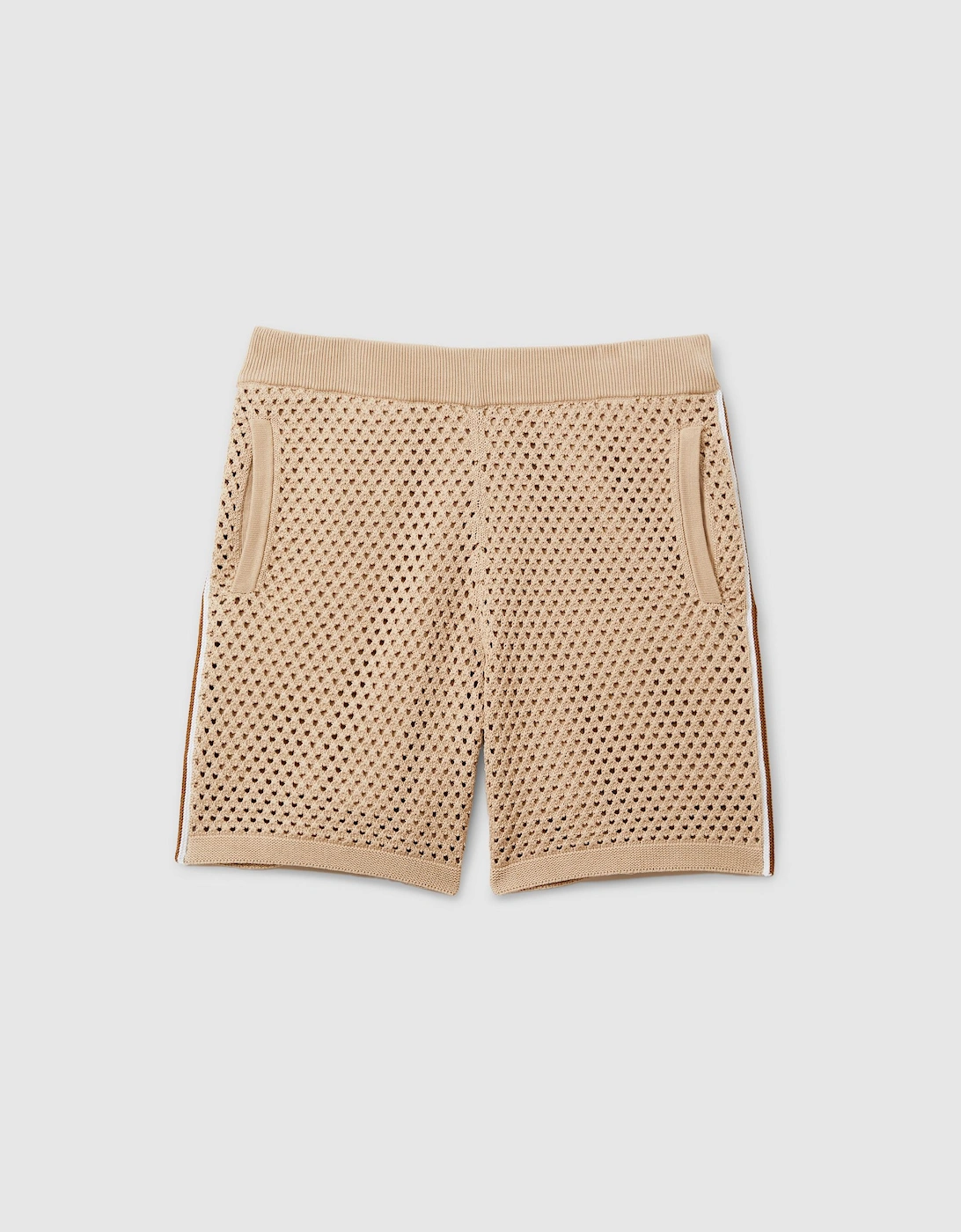 Cotton Blend Crochet Drawstring Shorts, 2 of 1
