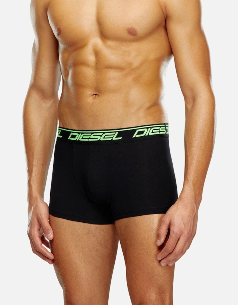 3-Pack Neon Logo Boxer Trunks, Black