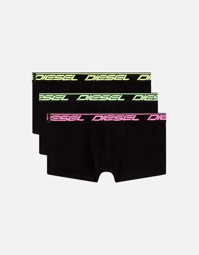 3-Pack Neon Logo Boxer Trunks, Black