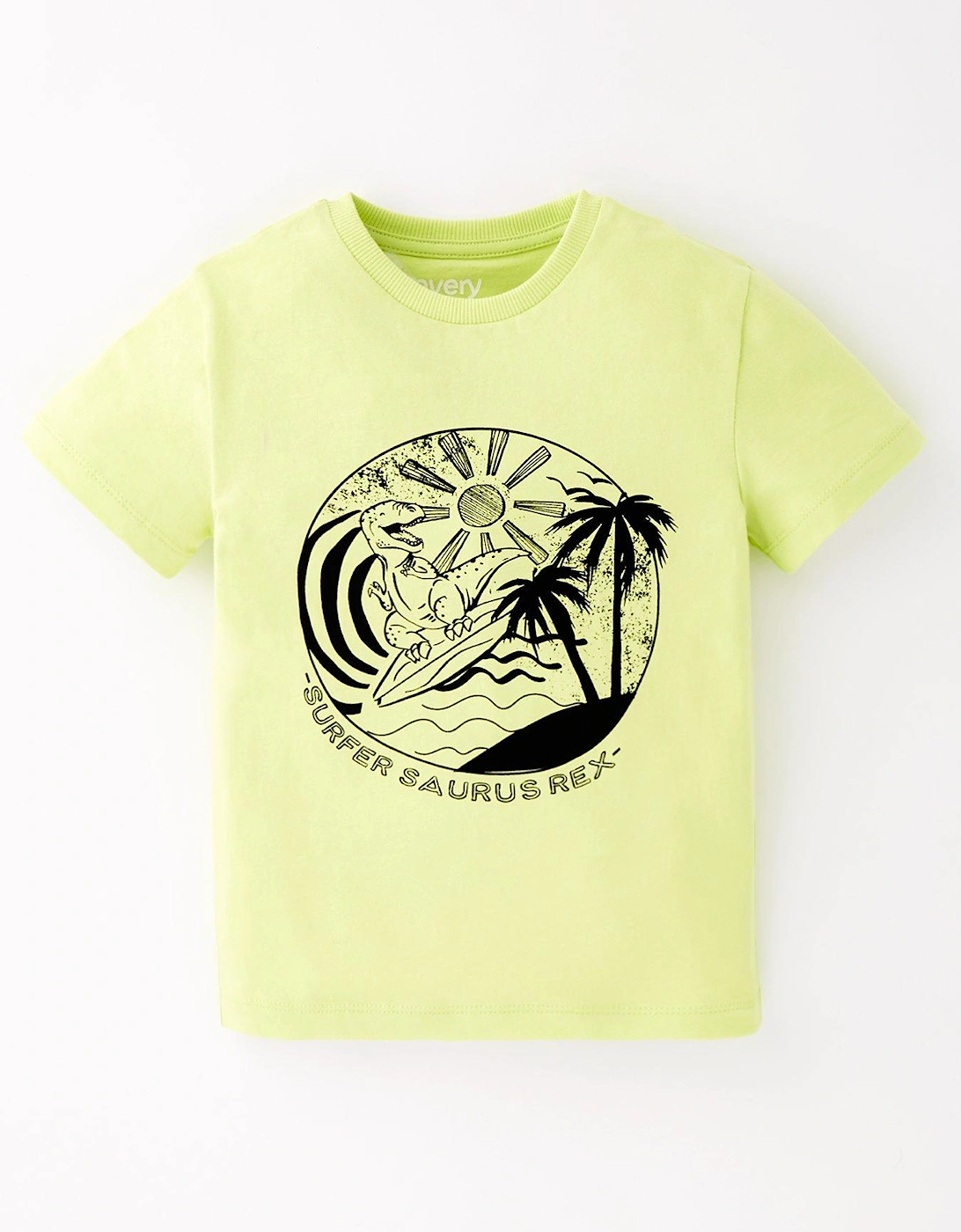 Boys Short Sleeve Dinosaur Surf T-Shirt - Green, 2 of 1