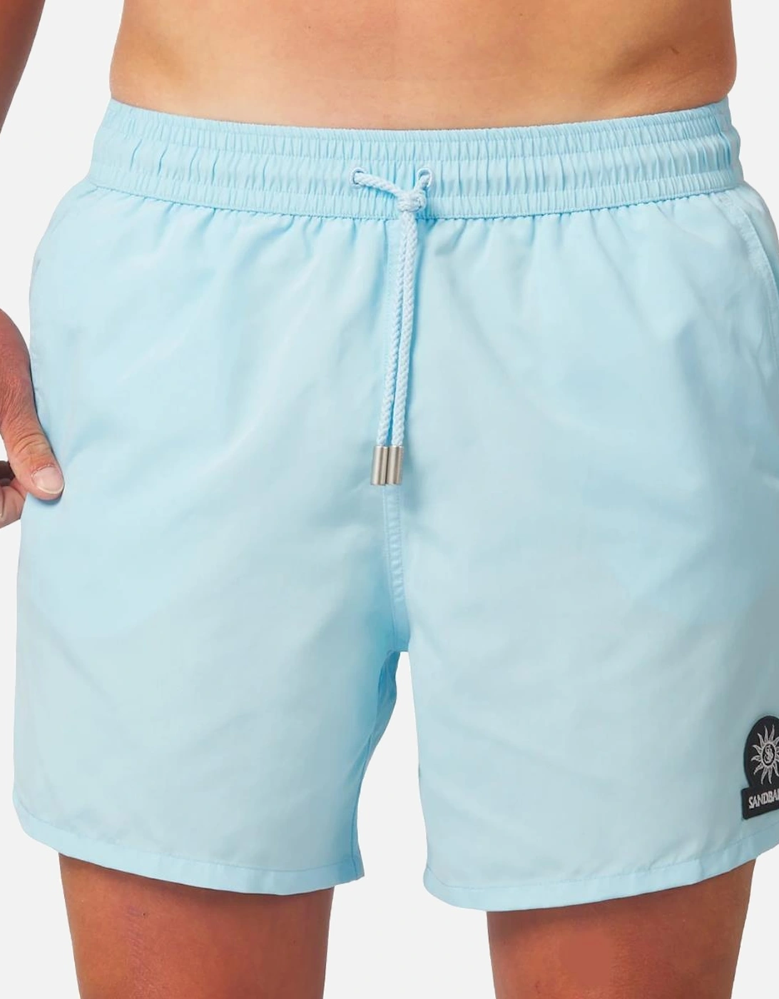 Men's Sandbanks Badge Logo Swimshort Crystal Blue - Size: 37/36/32