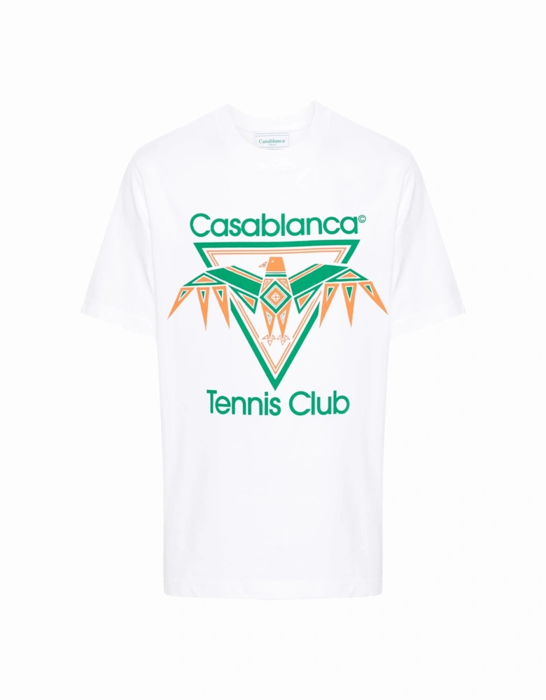 Playful Eagle Tennis Club Printed T-Shirt in White