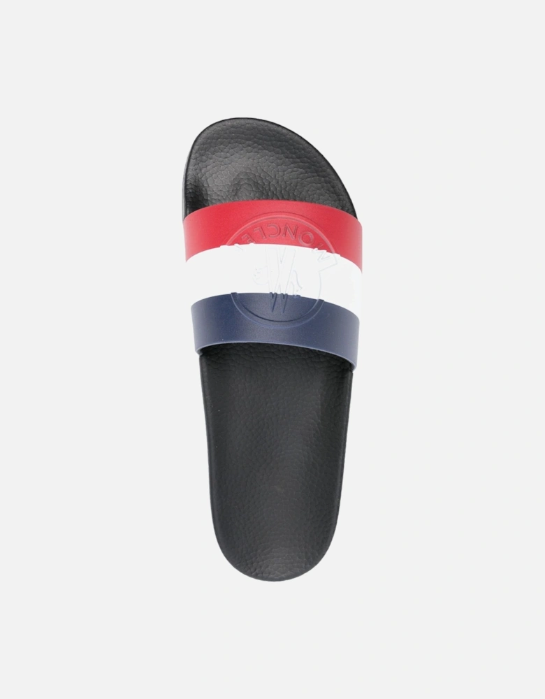 Basile Embossed Logo Stripe Sliders in Black