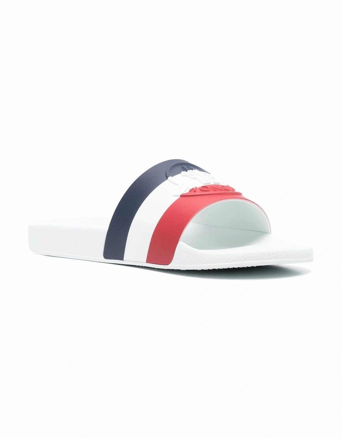 Basille Embossed Logo Stripe Sliders in White