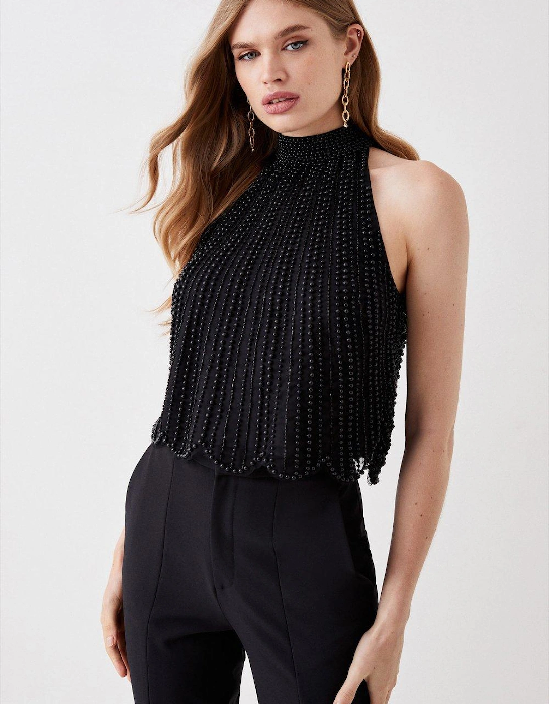 Draped Beaded High Neck Top, 5 of 4