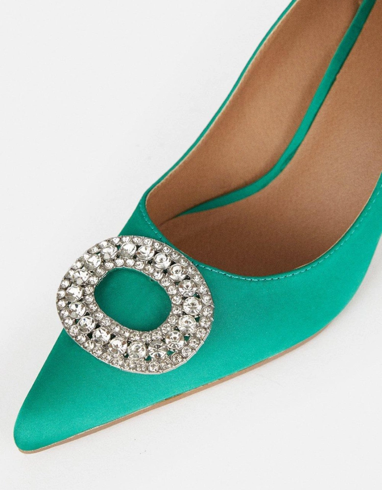 Diamante Broach Detail Court Shoe