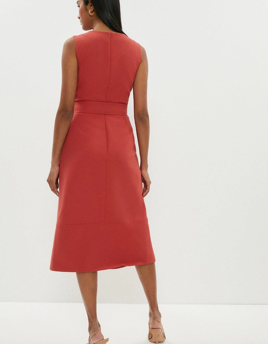 Premium Split Skirt V Neck Midi Dress
