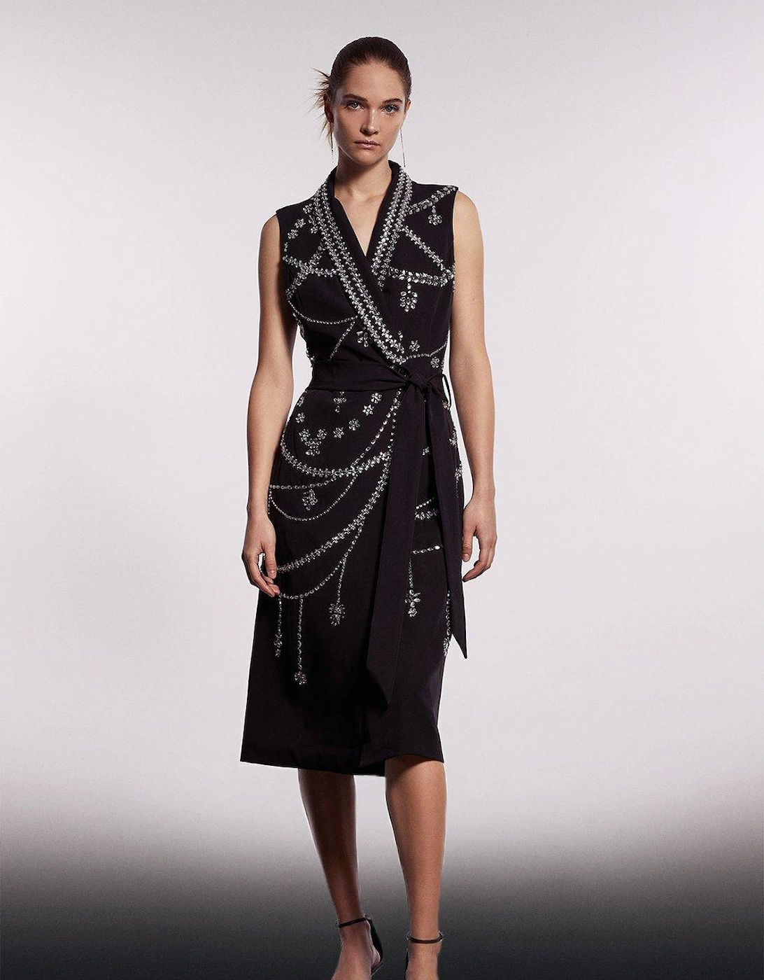 Premium Sleeveless Tux Dress With Hand Beadin, 6 of 5