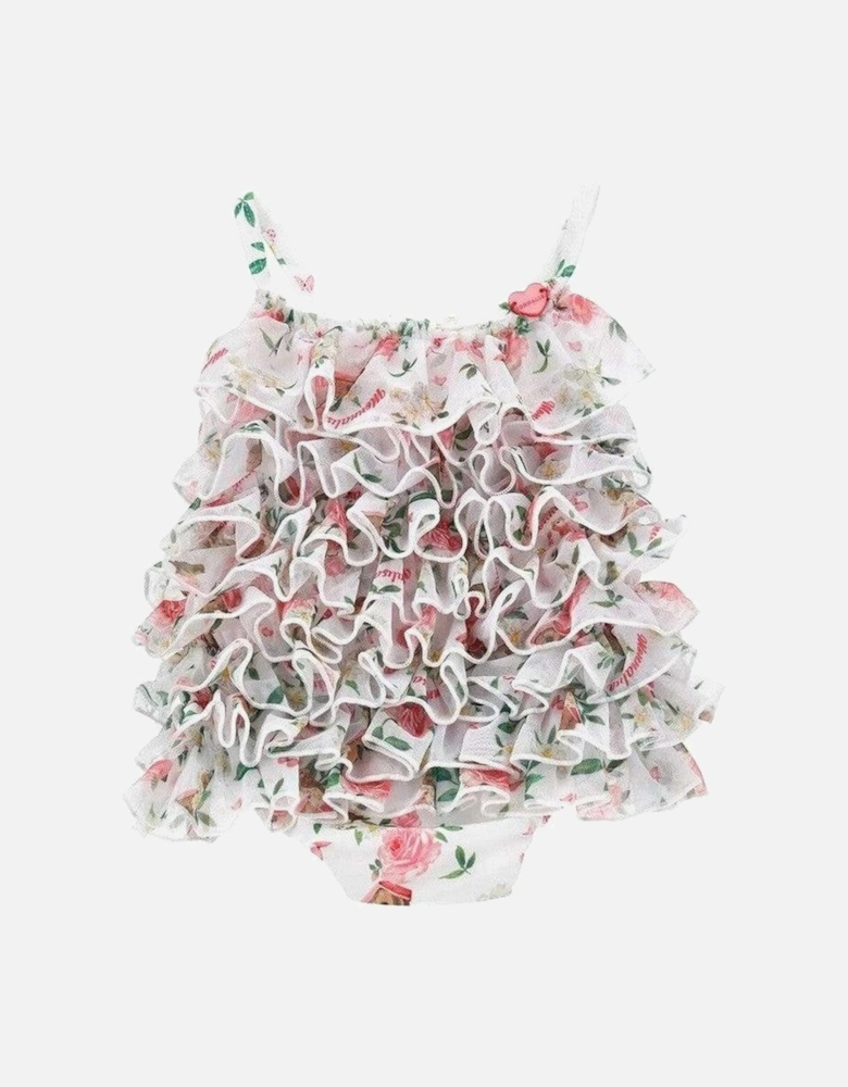 Girls Floral Ruffled Swimsuit