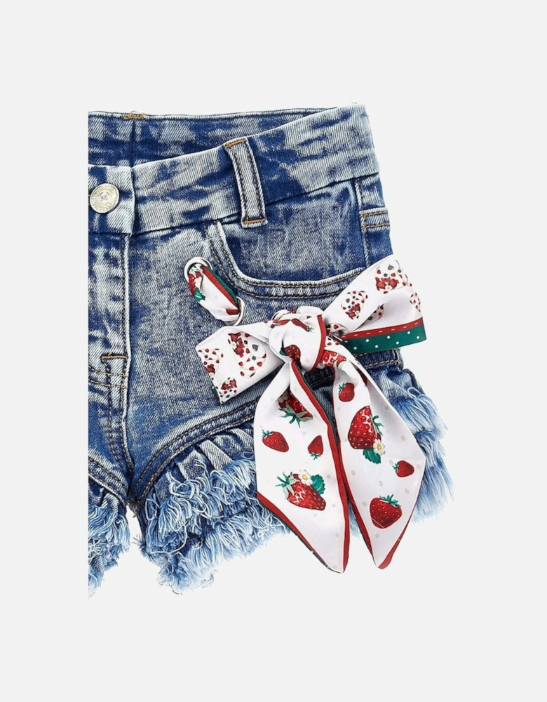 Girls Denim Strawberry Shorts
