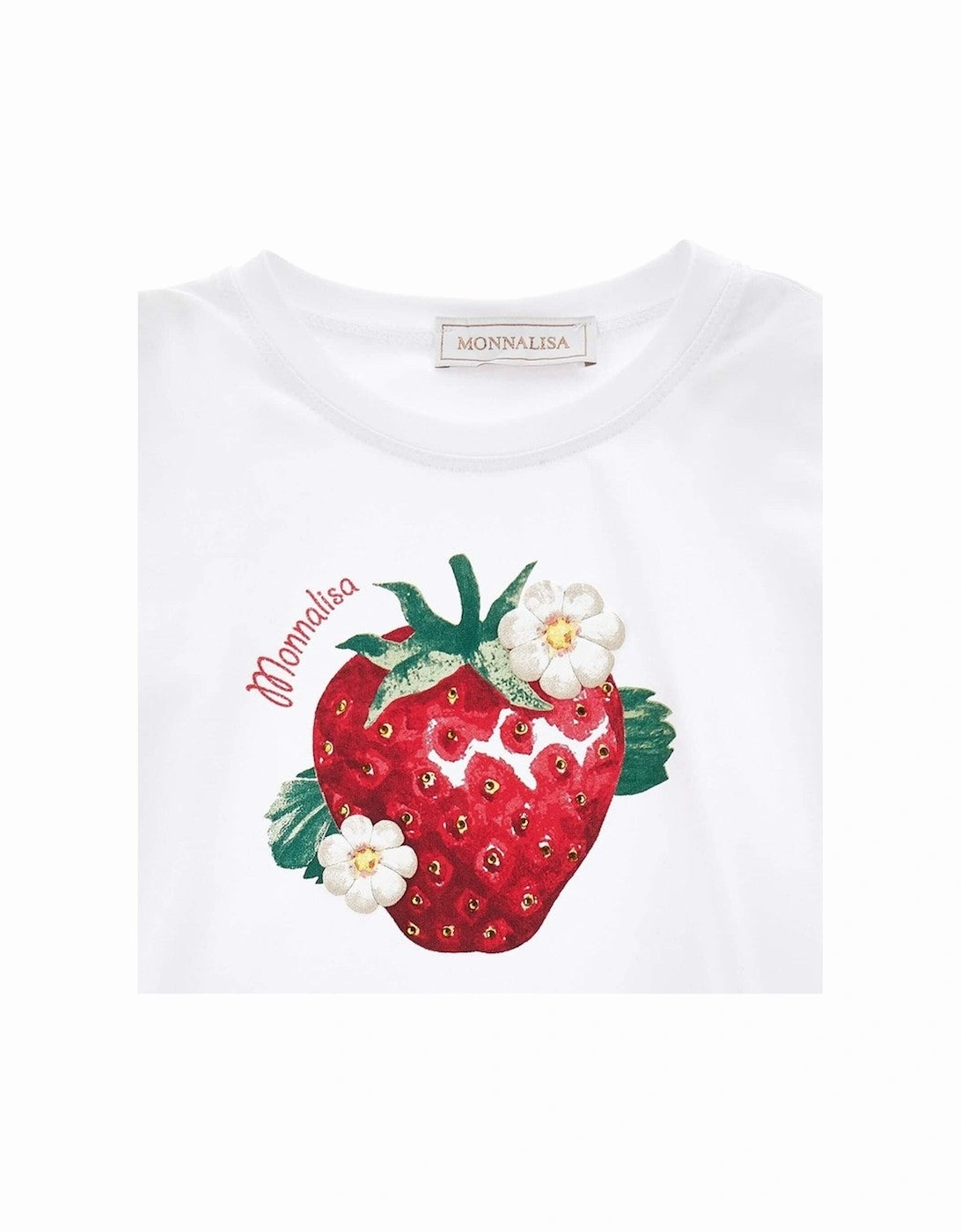 Girls White Strawberry T-Shirt