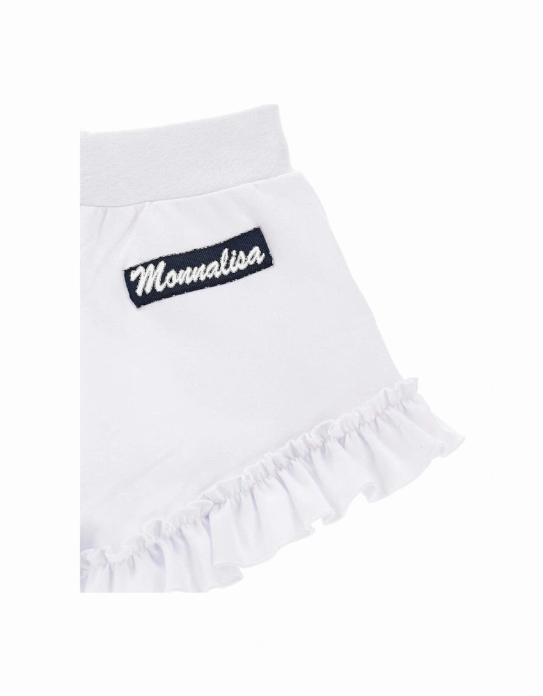 Girls White Diamonte Frill Shorts