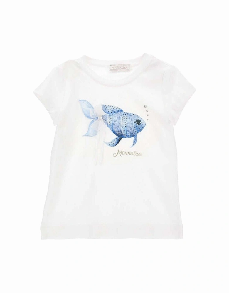 Girls White Fish T-Shirt