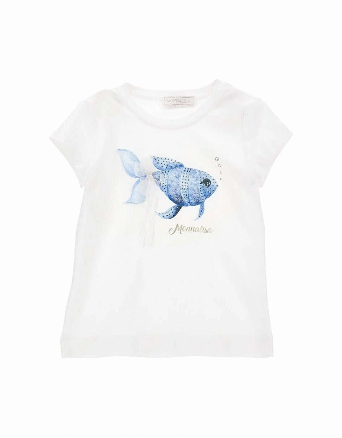 Girls White Fish T-Shirt, 4 of 3