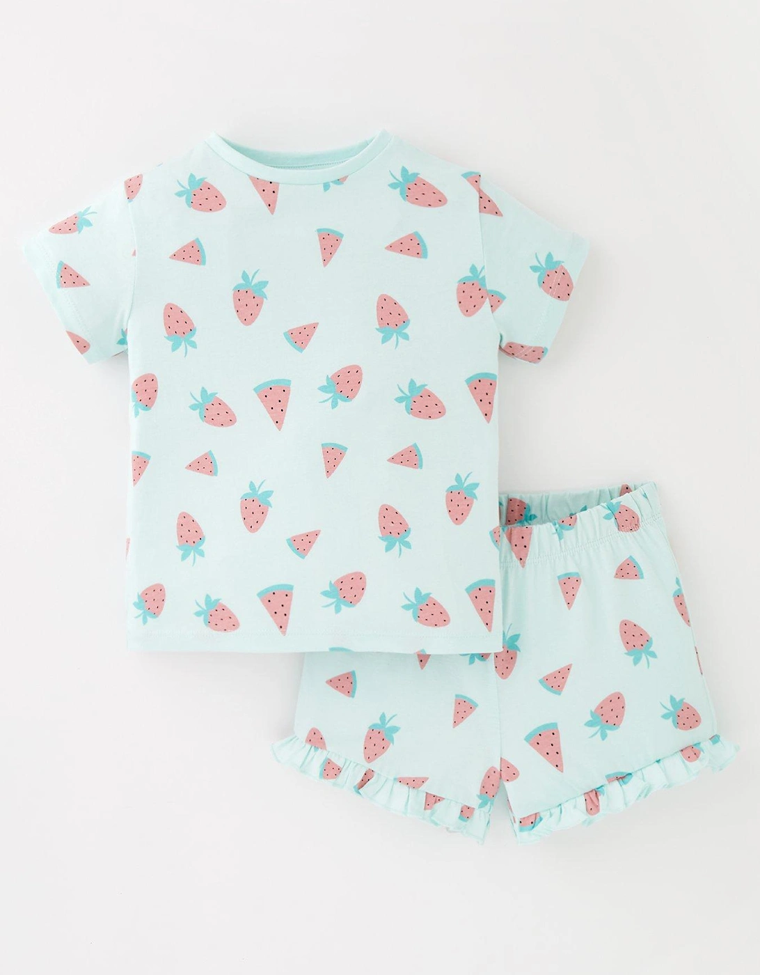 Girl Strawberry Print Shortie Pyjama, 2 of 1