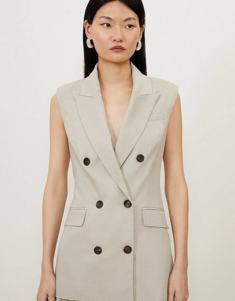 Sleeveless Tailored Double Breasted Blazer