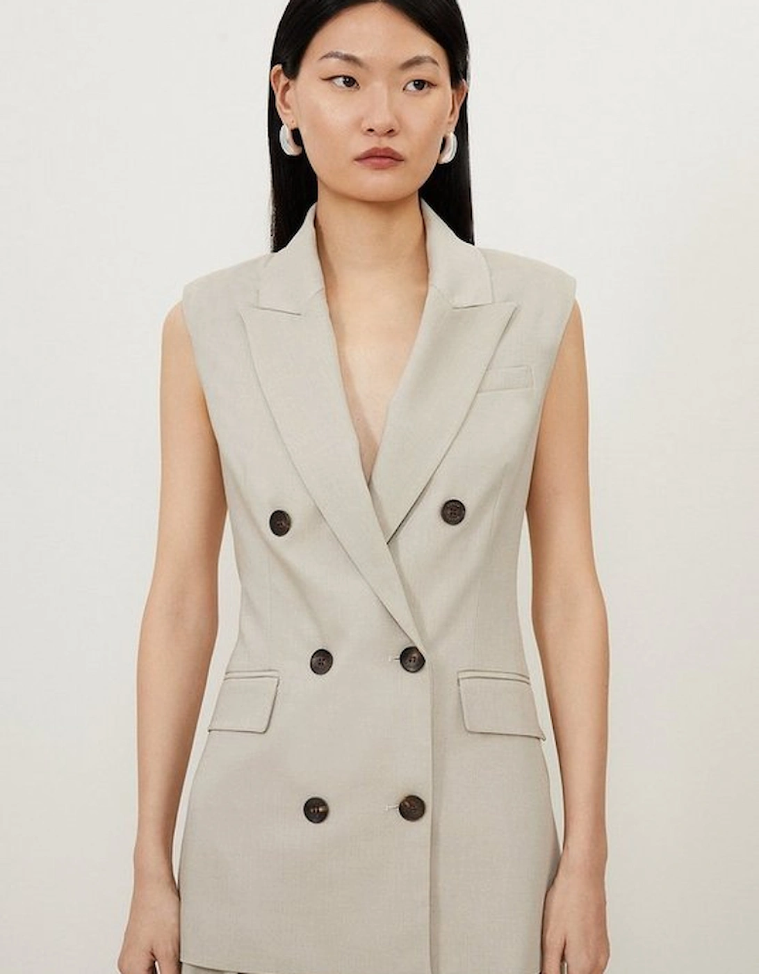 Sleeveless Tailored Double Breasted Blazer, 5 of 4