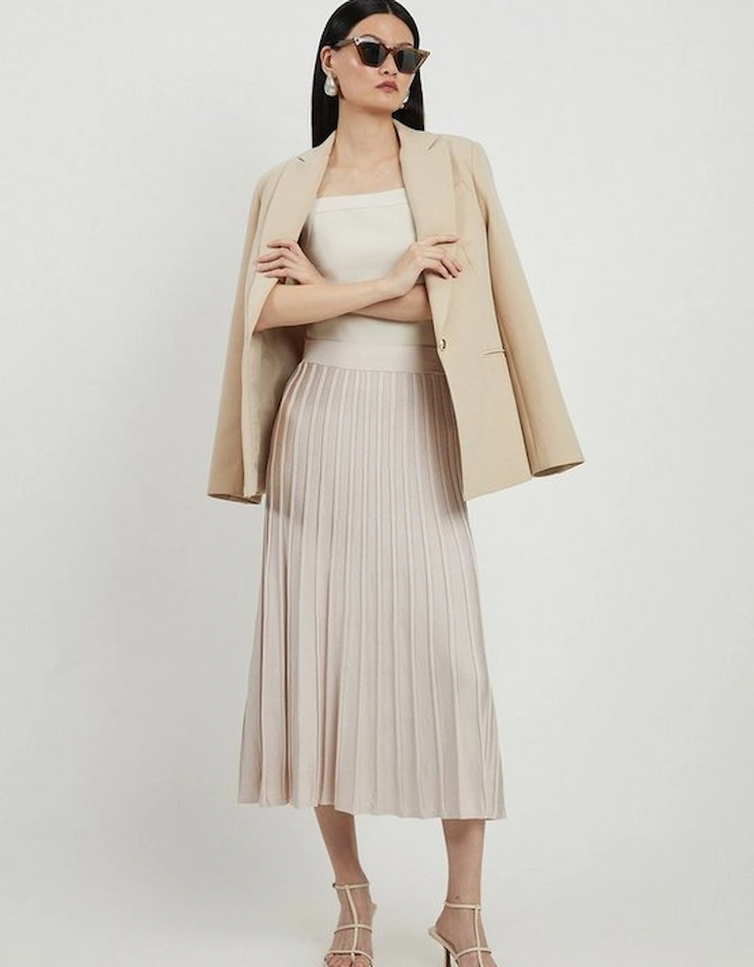 Slinky Knit Pleated Midi Skirt, 5 of 4