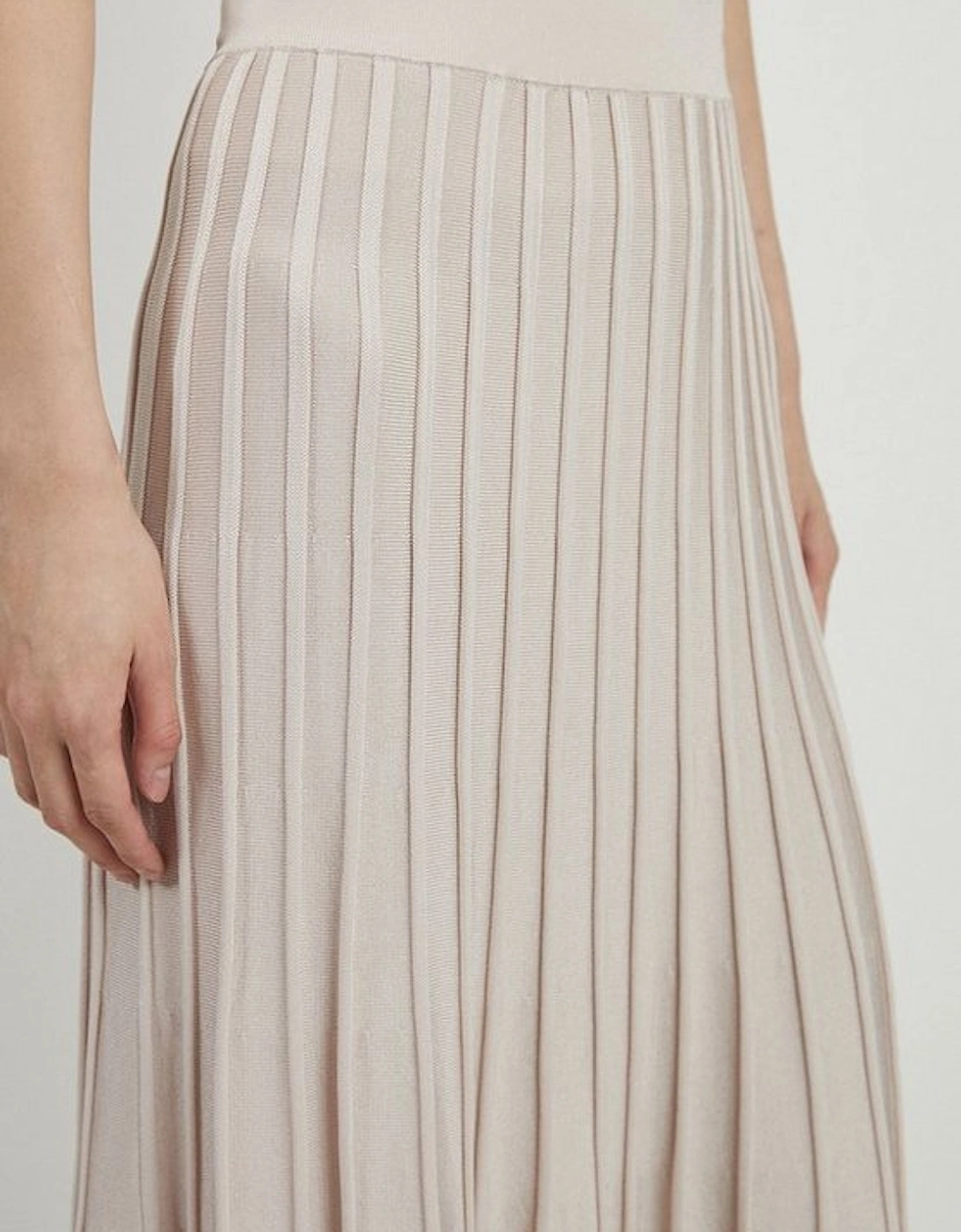 Slinky Knit Pleated Midi Skirt