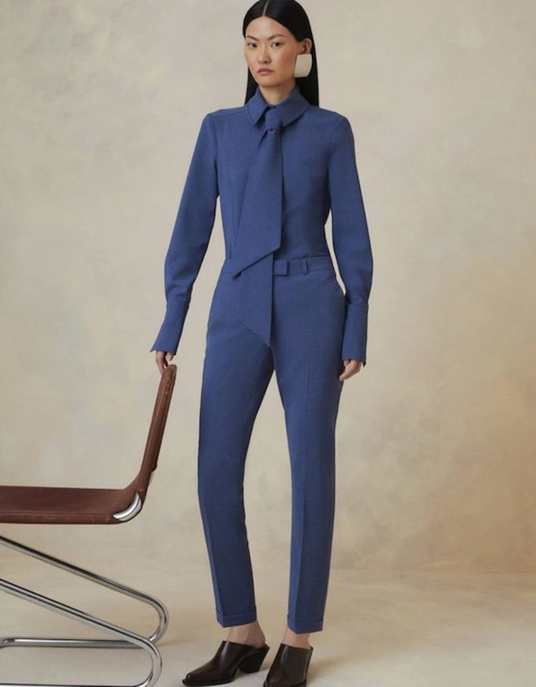 Petite The Founder Tailored Wool Blend Straight Trousers