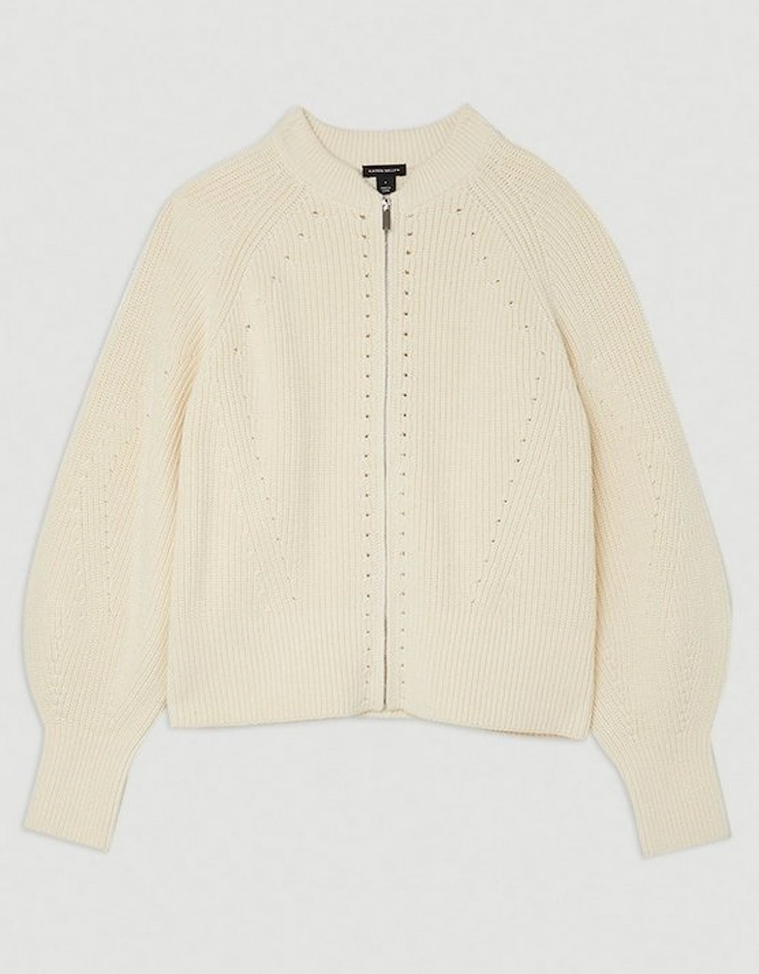 Cotton Knit Stitch Detail Bomber