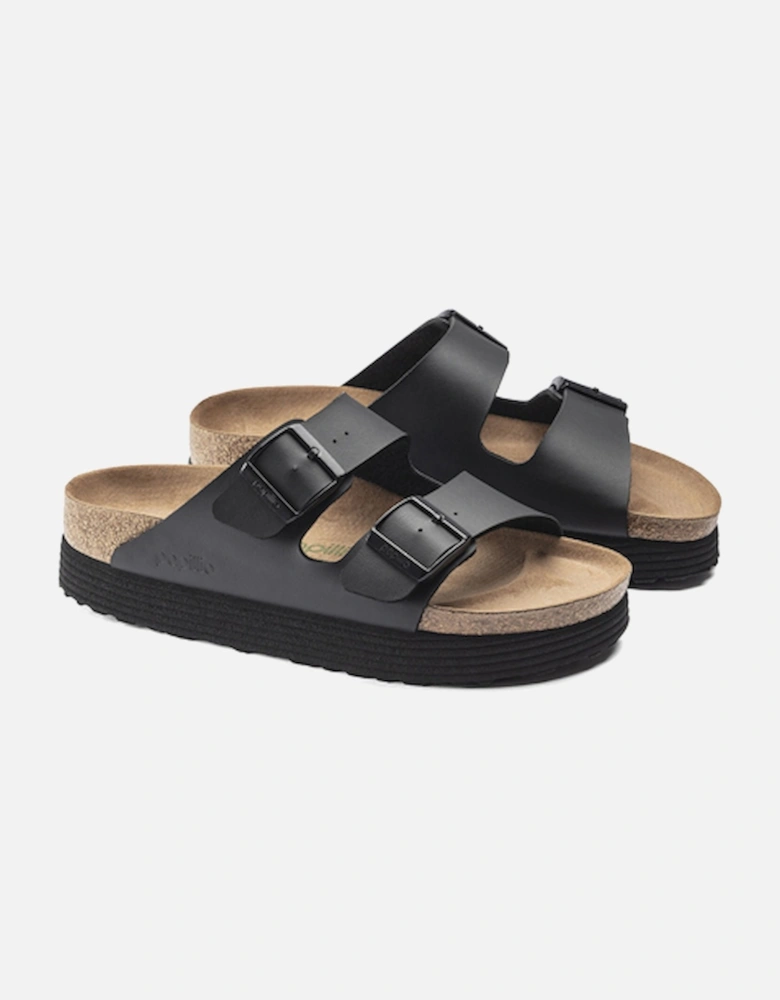 Birkenstock Women's Arizona Platform Flex Birko-Flor Sandal Black Vegan