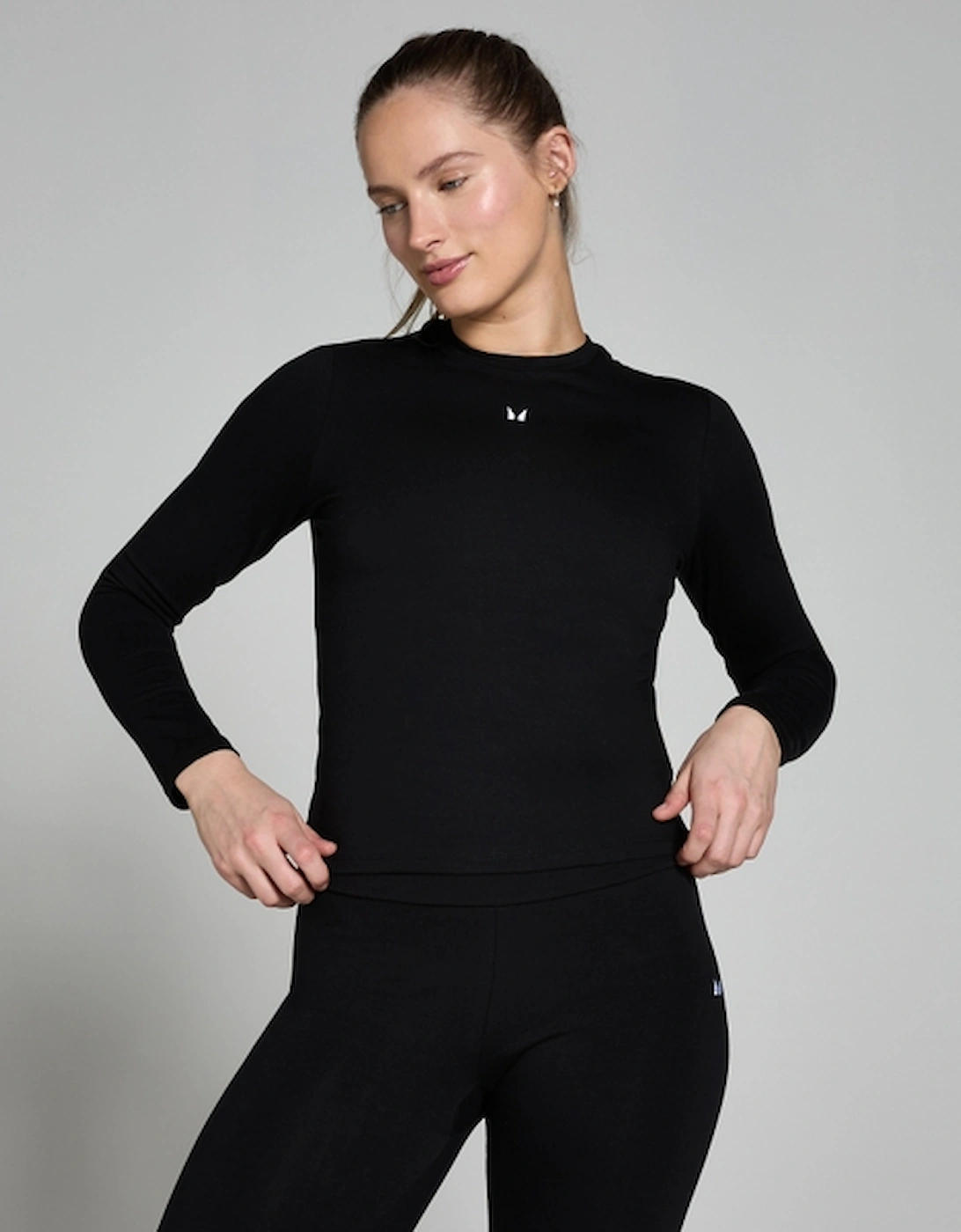 Women's Basic Body Fit Long Sleeve T-Shirt - Black, 2 of 1
