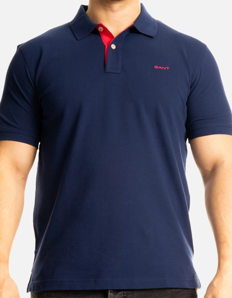 Mens Contrast Pique S/S Polo Shirt (Persian Blue)