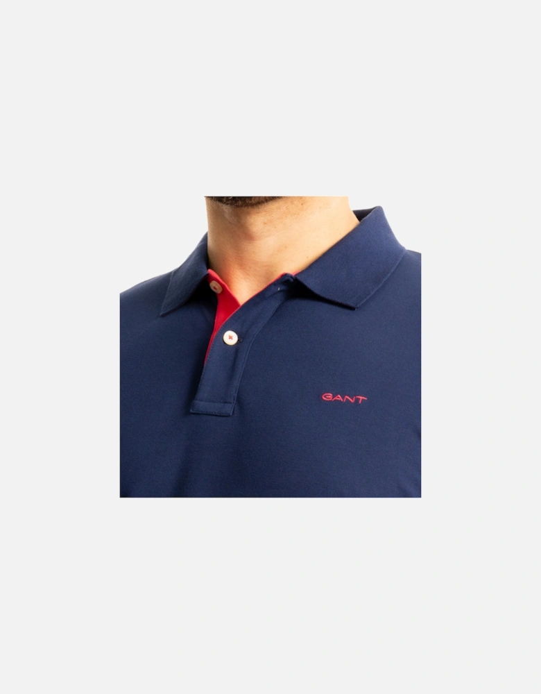 Mens Contrast Pique S/S Polo Shirt (Persian Blue)